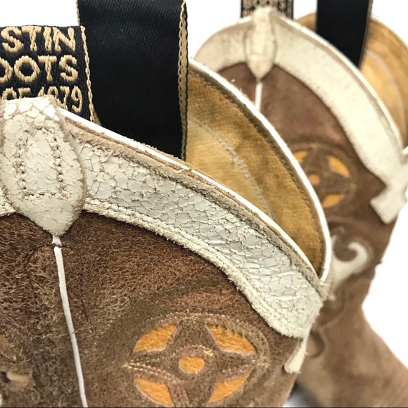 Justin Leather Cowboy Cowgirl Boots Size 8 - Picture 5 of 16